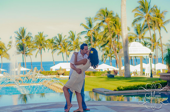 Maui Photography Couple Waterfalls Grand Wailea Resort