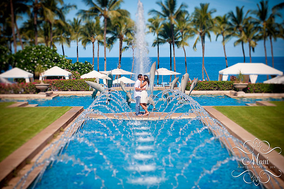 Maui Photography Couple Waterfalls Grand Wailea Resort